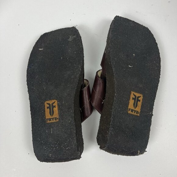 VTG Frye Leather Aztec Slides Sandals Women's Sz 8.5 Rare Chunky Double Buckle - Picture 9 of 9